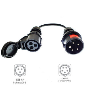 CEE 3P 16A female to CEE 5P 16A male adapter