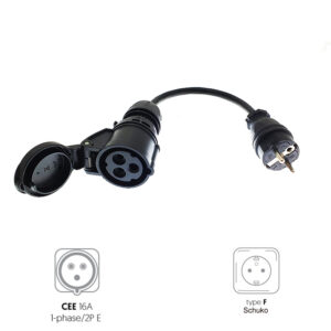 CEE 3P 16A female to Schuko male adapter