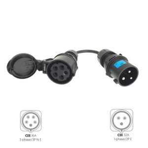 Adaptateur CEE 5P 16A femelle vers CEE 3P 32A mâle
