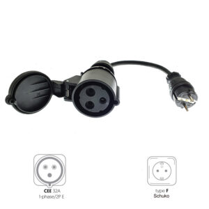 Adaptateur CEE 3P 32A femelle vers prise domestique mâle