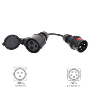 CEE 3P 32A female to CEE 5P 16A male adapter