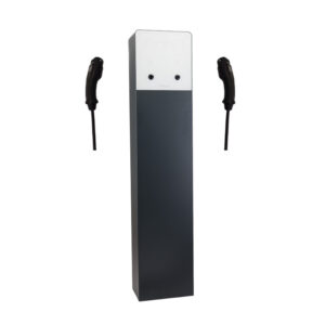 borne de recharge double sur colonne cable 300x300 - Bornes de charge portables et bornes de recharge fixes pour voitures &eacute;lectriques